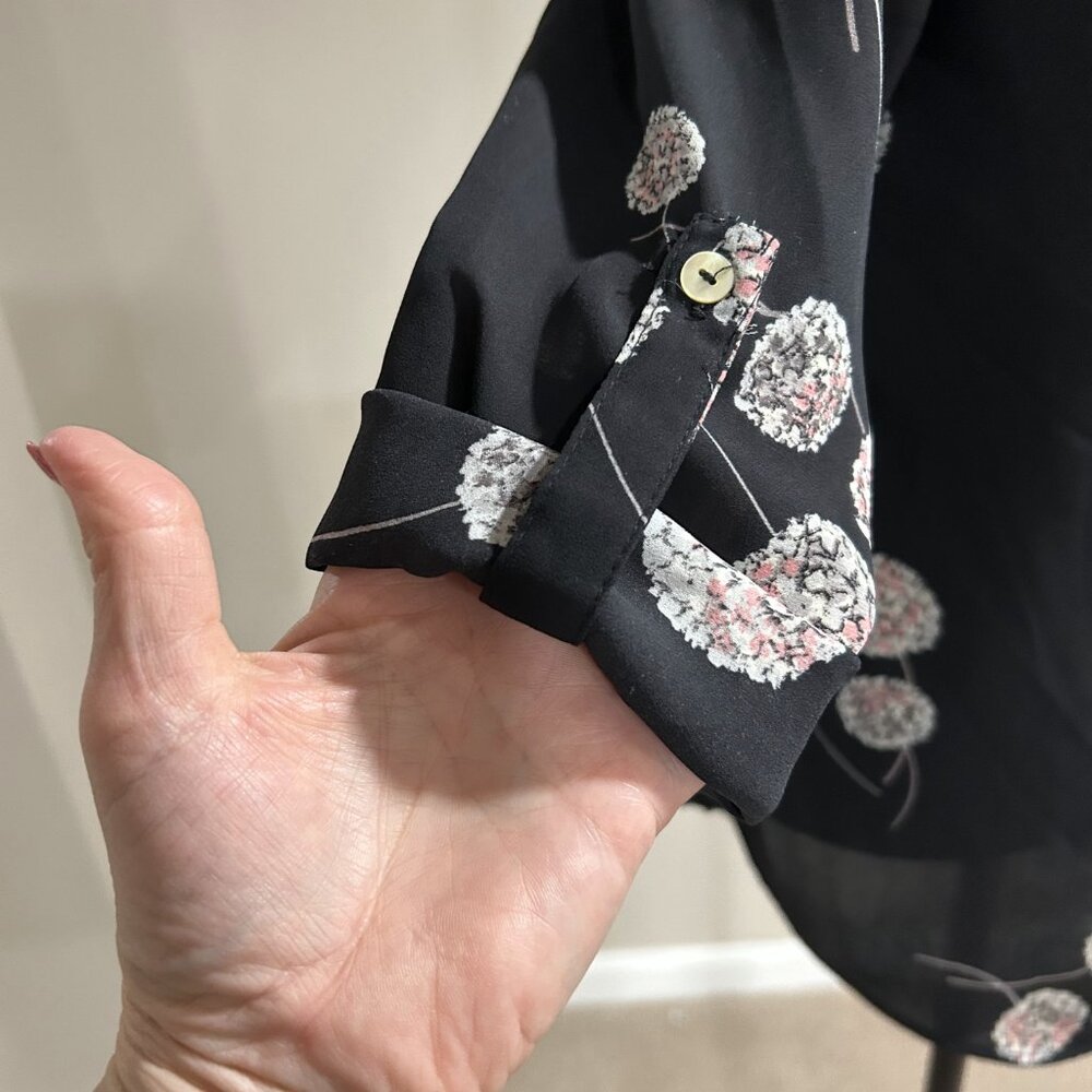 Daniel Rainn Black Sheer Floral Blouse/Tunic - Picture 3 of 5